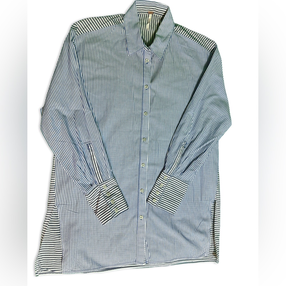 FREE PEOPLE Women's Oversized Striped Button Down Shirt